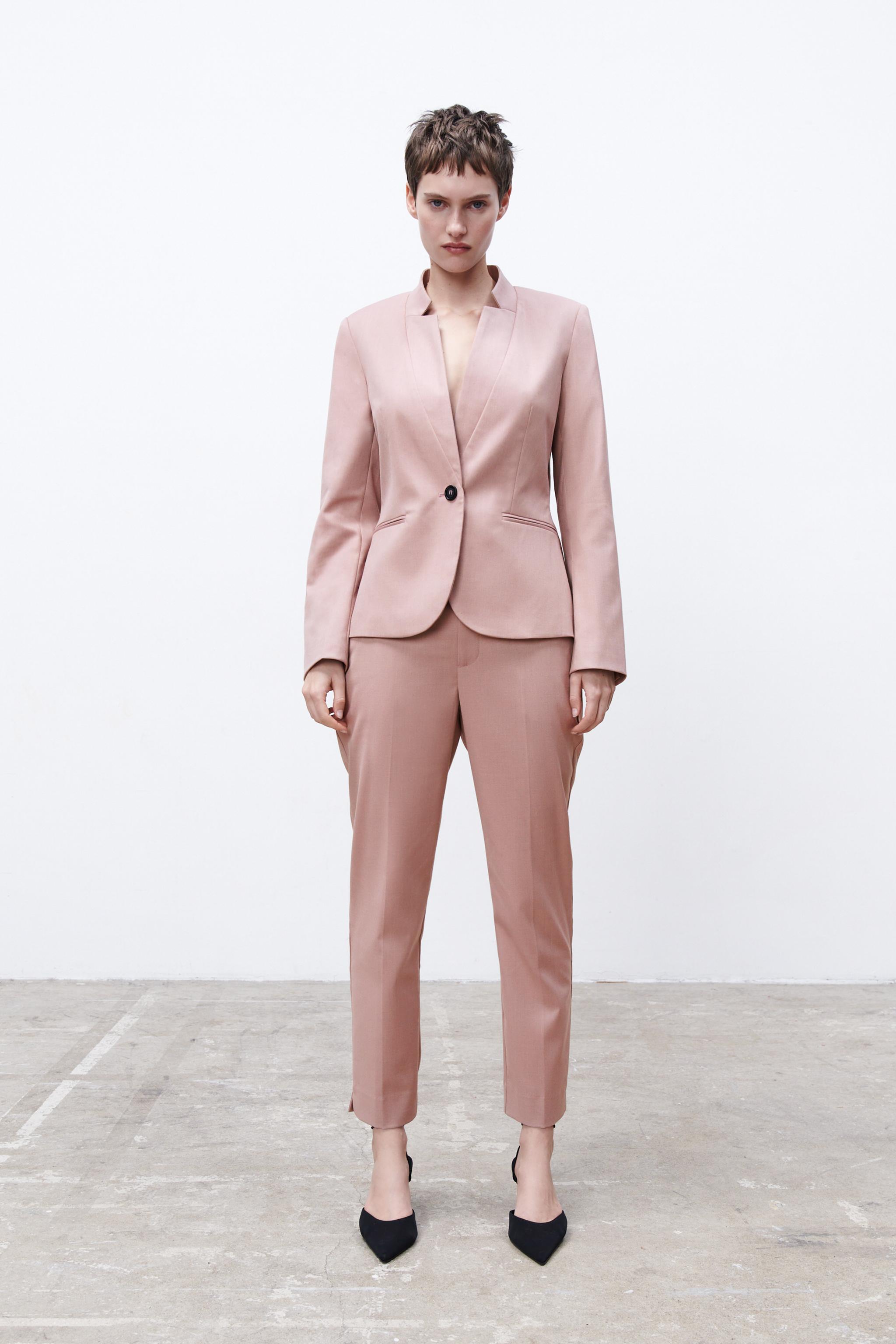 HEATHERED CIGARETTE PANTS Dusty pink ZARA United States